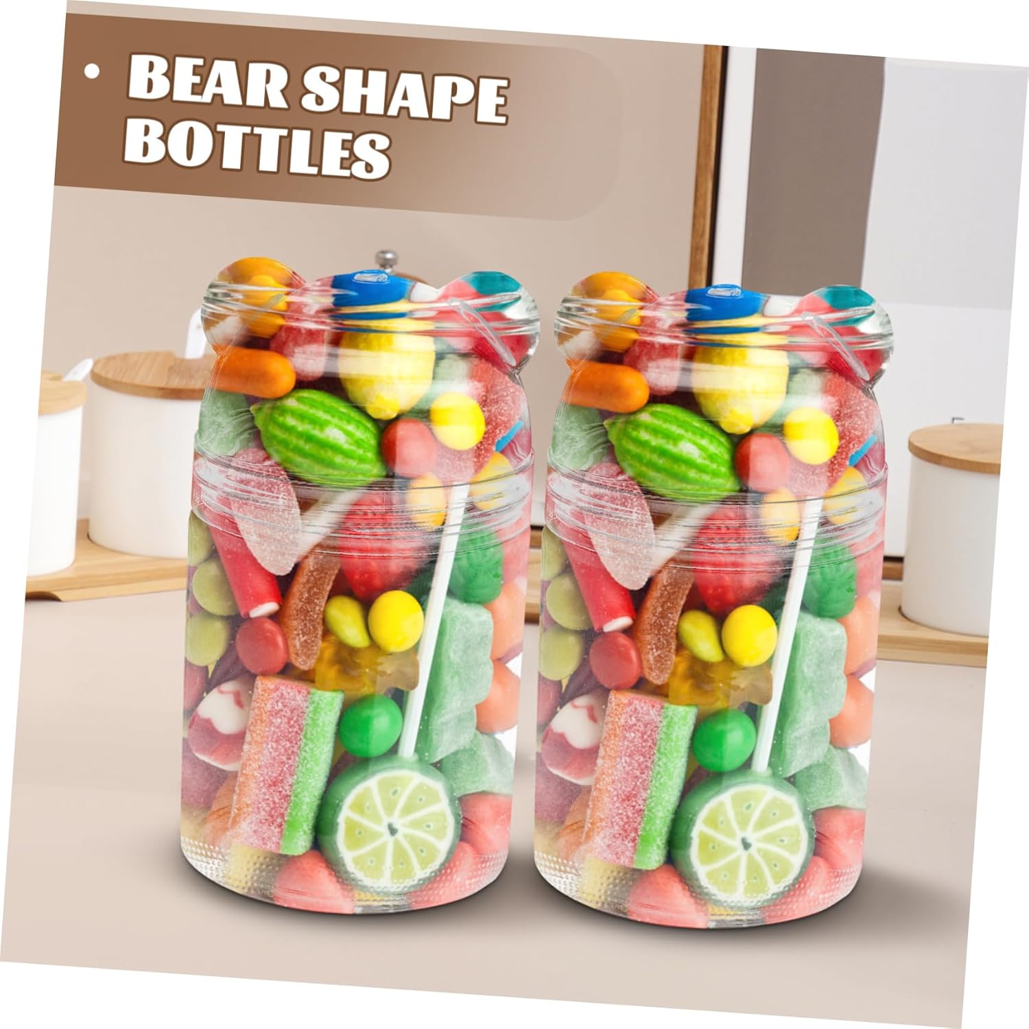 6pcs Transparent Bear Shaped Candy Storage Jars for Party Favors