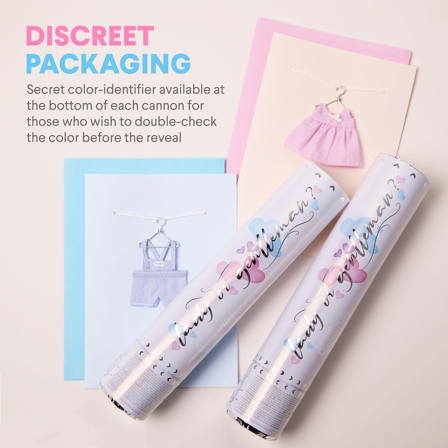 PrimePure Pink Heart Shaped Confetti Cannon - 2 Pack Gender Reveal Party Poppers