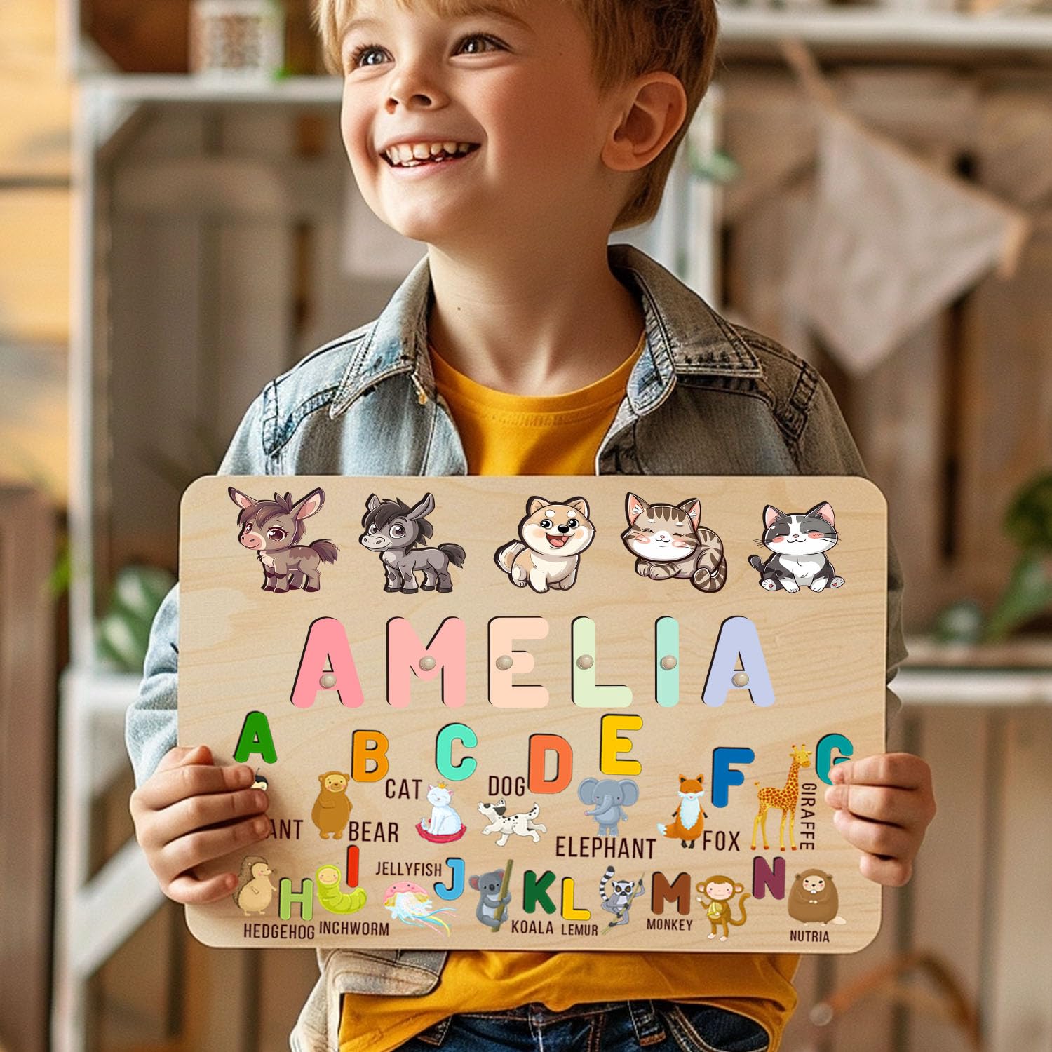 Personalized Wooden Baby Name Puzzle for Toddlers