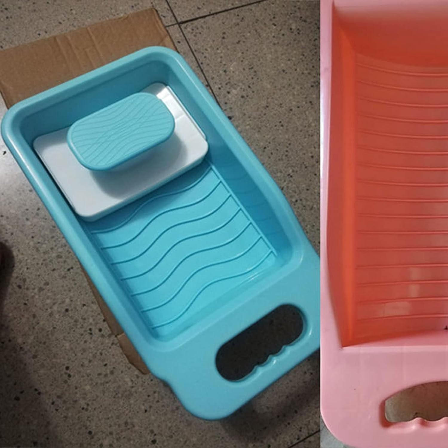 DCFV Plastic Washboard with Handle Non Slip Handheld Laundry Board