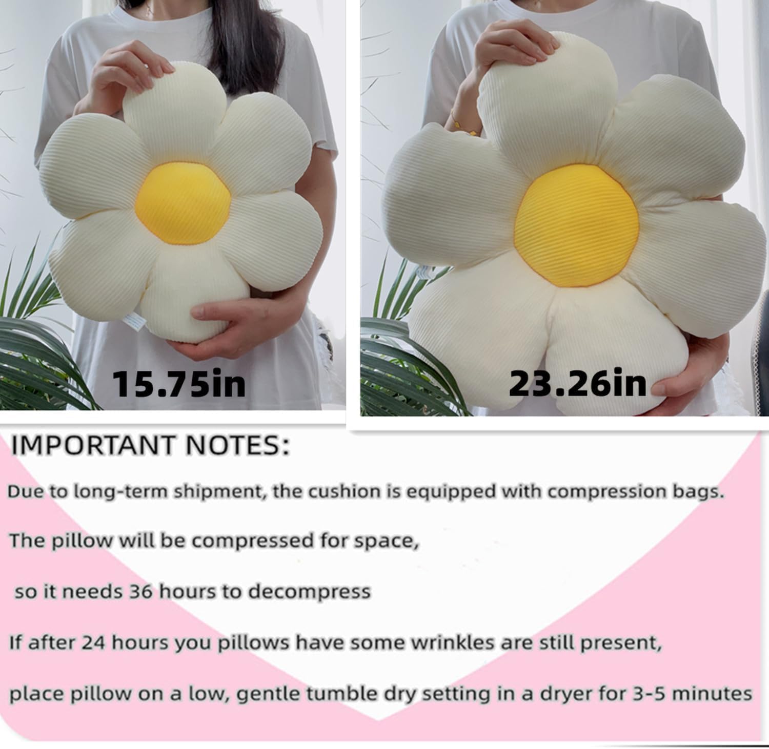 Cute Daisy Throw Pillow 196 Inch Flower Shaped Decorative Cushion