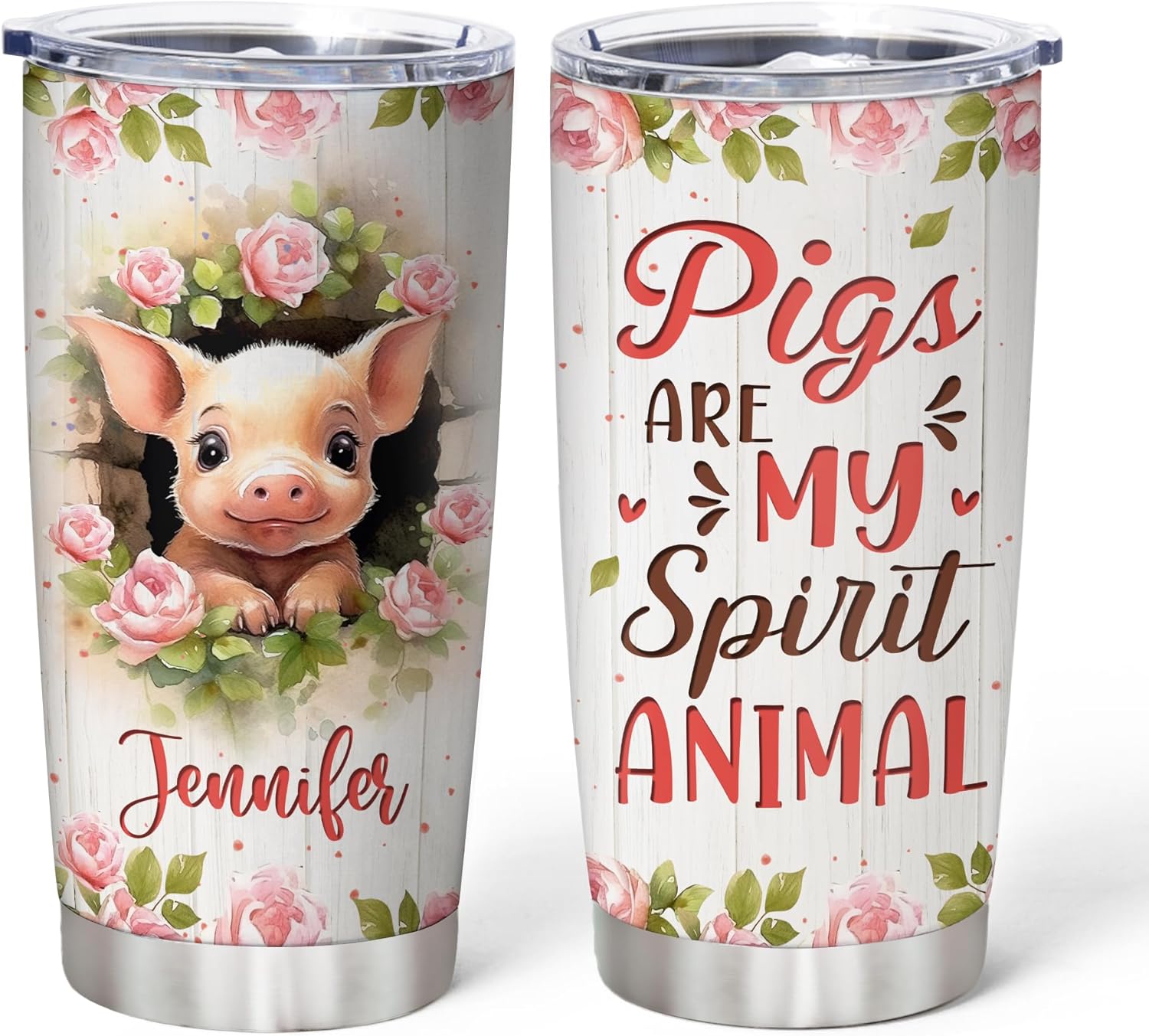 Hyturtle Personalized Pig Tumbler 20oz With Flip Lid