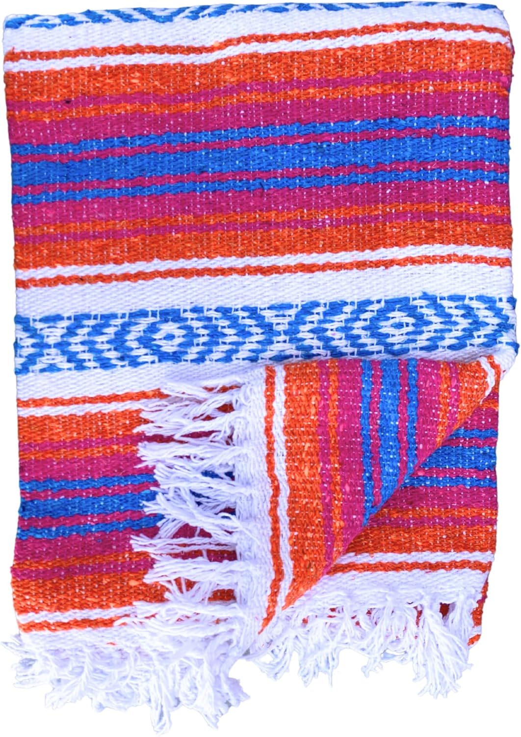 Del Mex Classic Mexican Blanket 70x50 Orange Pink Blue