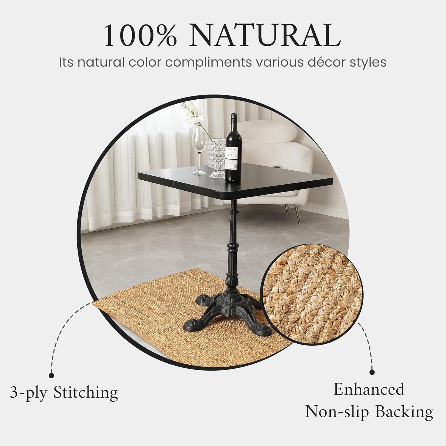 Spoiledhome Jute Rug 2x6 Natural Runner