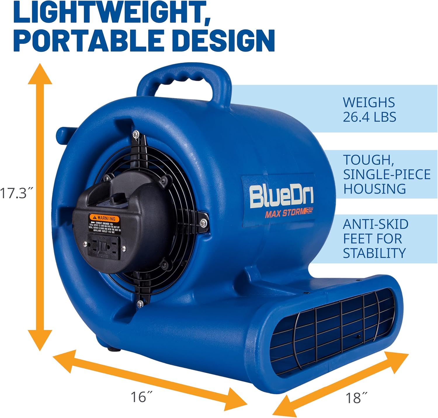 BlueDri Max Storm 35 Floor Fan 3 Speeds 2900 CFM