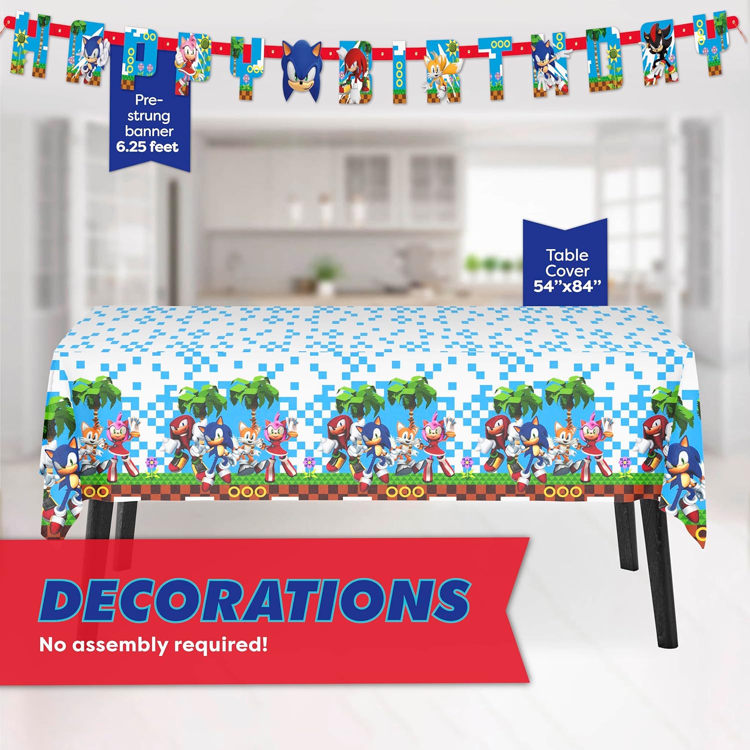 Sonic Birthday Party Decor Set for 16