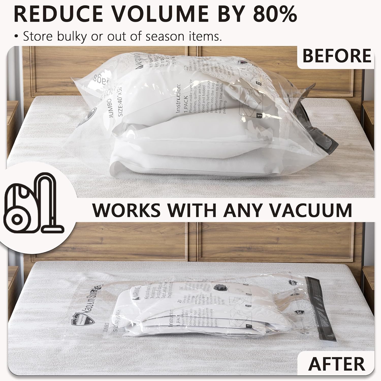 SUOCO 10 Jumbo Vacuum Storage Bags with Electric Pump