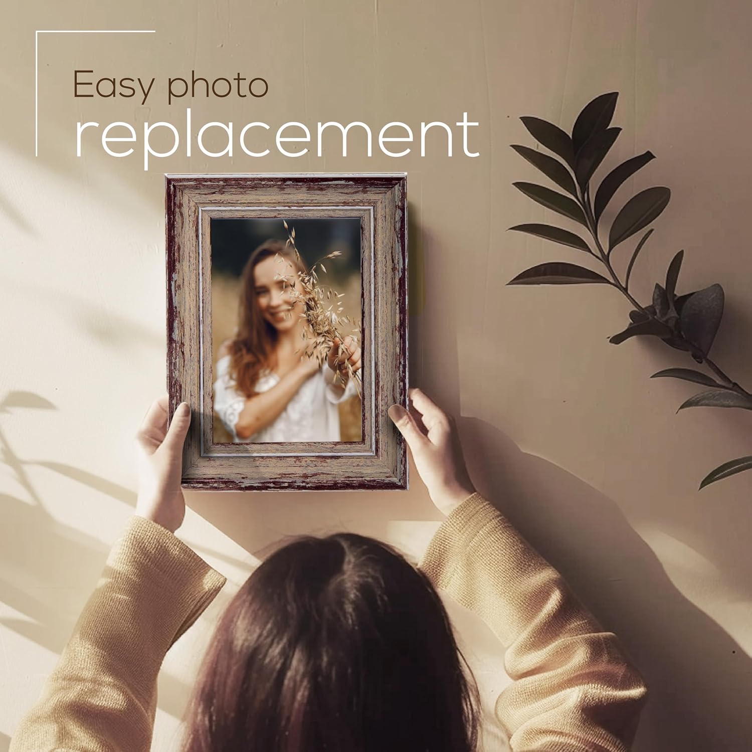 Weathered Picture Frame 4x6 Taupe Wall or Tabletop