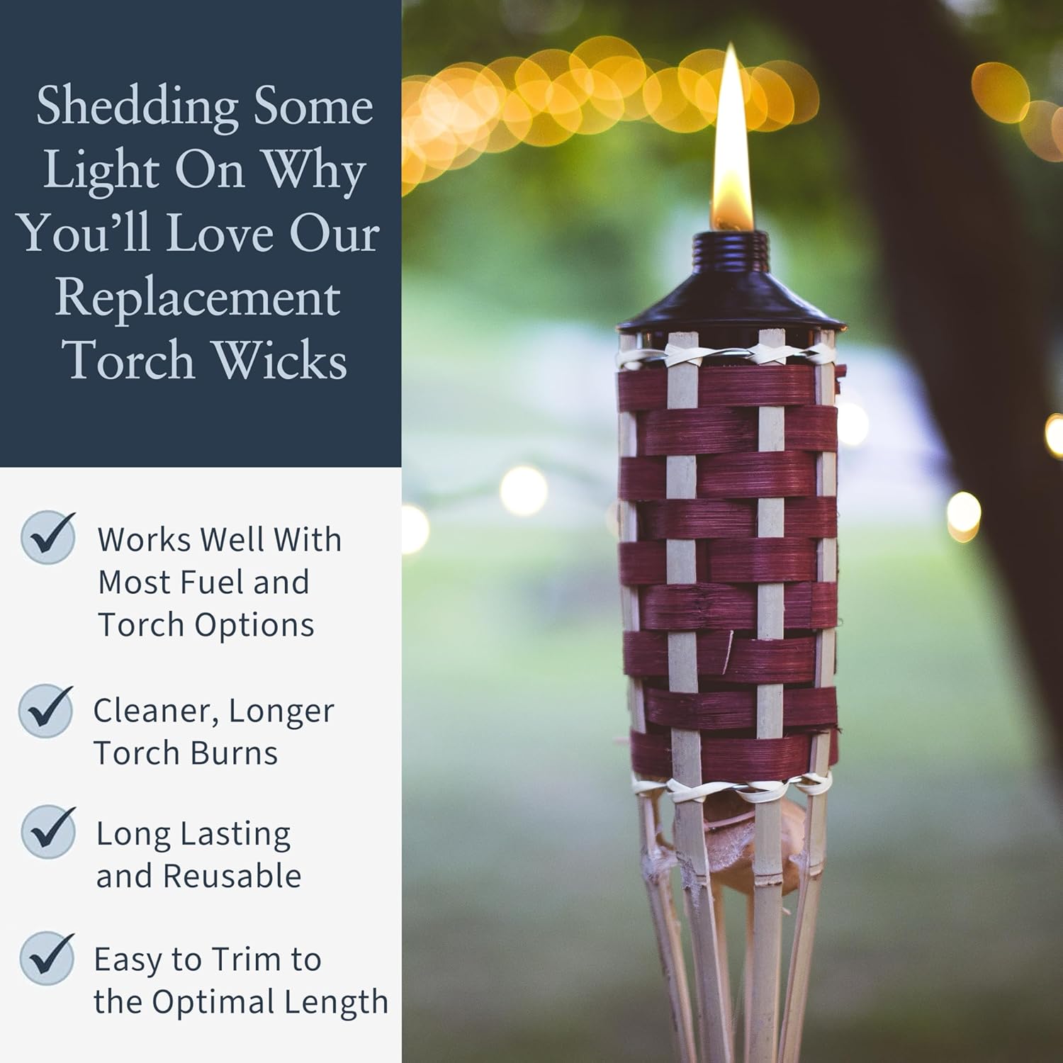 Replacement Lantern Wicks for Tiki Torches - Set of 32 1