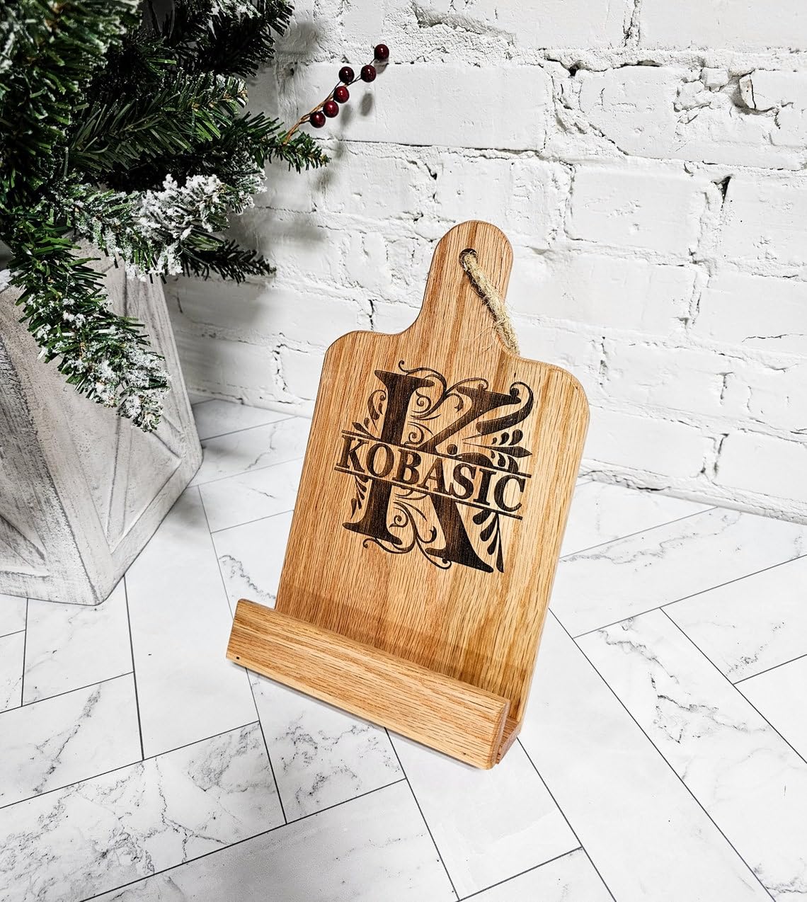 Personalized Cookbook Stand Made of Quality Oak Wood