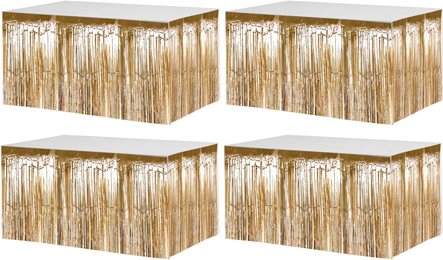 Clayghsen 4 Pack 29x108 Inch Metallic Foil Table Skirts
