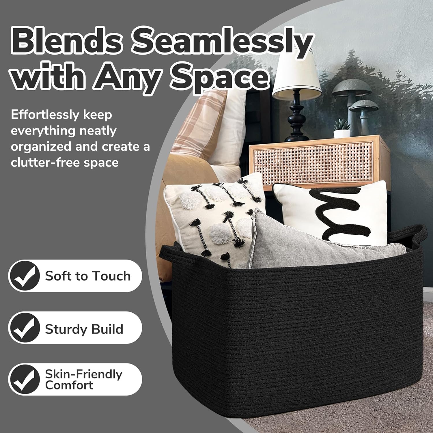 Goodpick Large Woven Storage Basket for Blankets and Toys