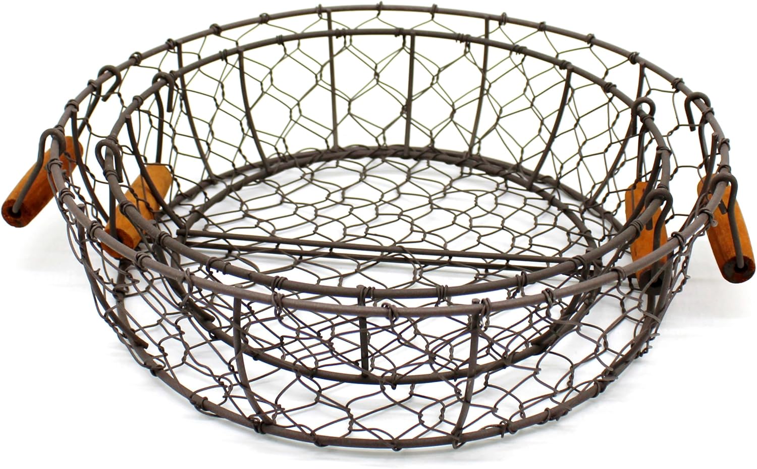 CVHOMEDECO Round Metal Wire Fruit Trays Set of 2