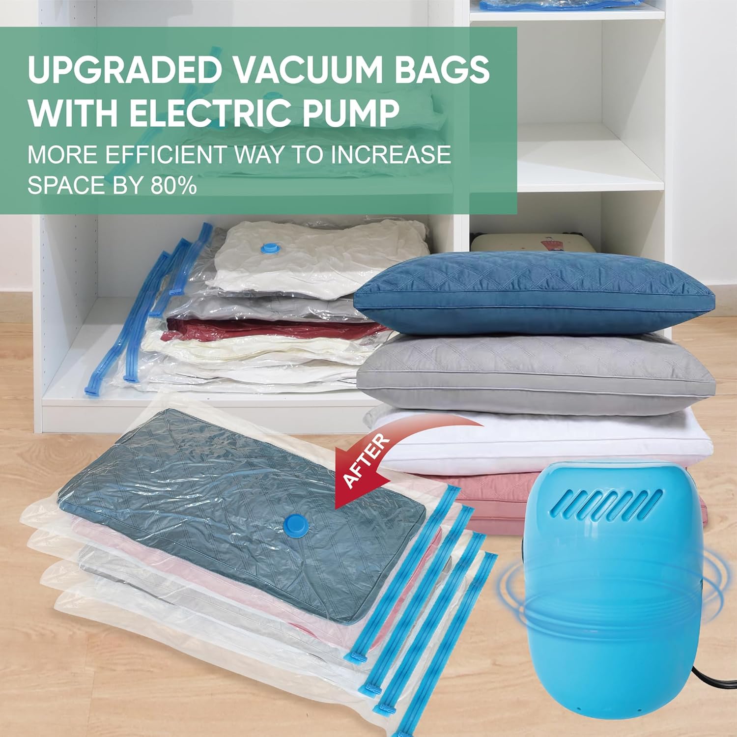 Space Saver Vacuum Storage Bags with Electric Pump - 10 Large Units