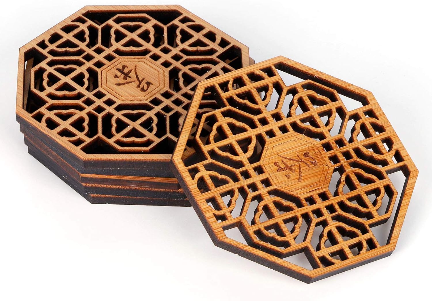 Leftwei Wood Coasters 6PCS Anti Scald Heat Insulation Bar Tools