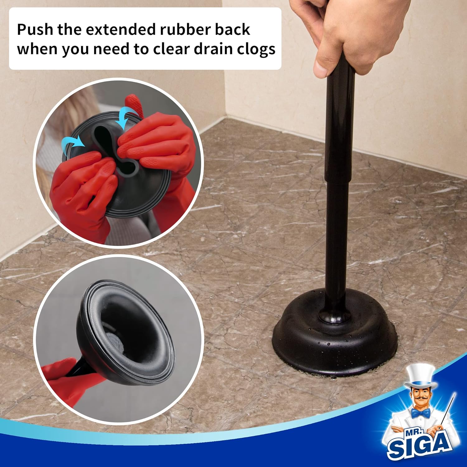 MRSIGA Toilet Plunger with Holder Black