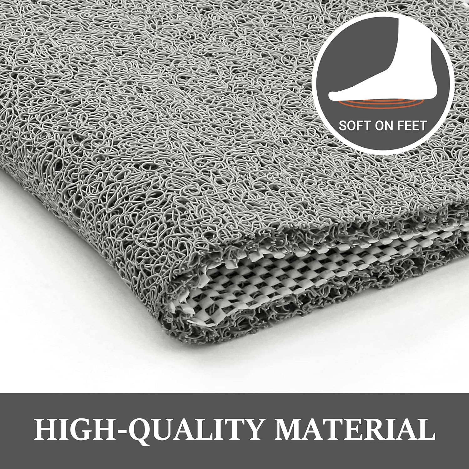 LuxStep Non-Slip Bath Mat 24x16 Inch Grey
