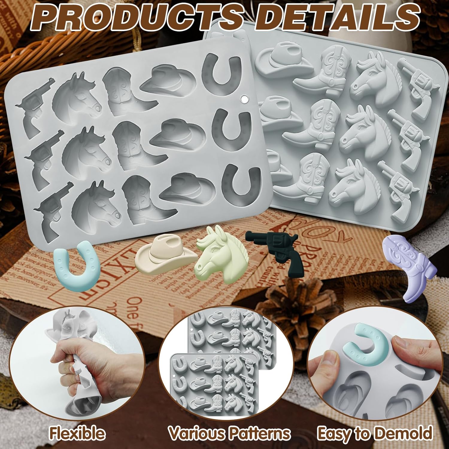 2Pcs Cowboy Chocolate Mold Double Blue