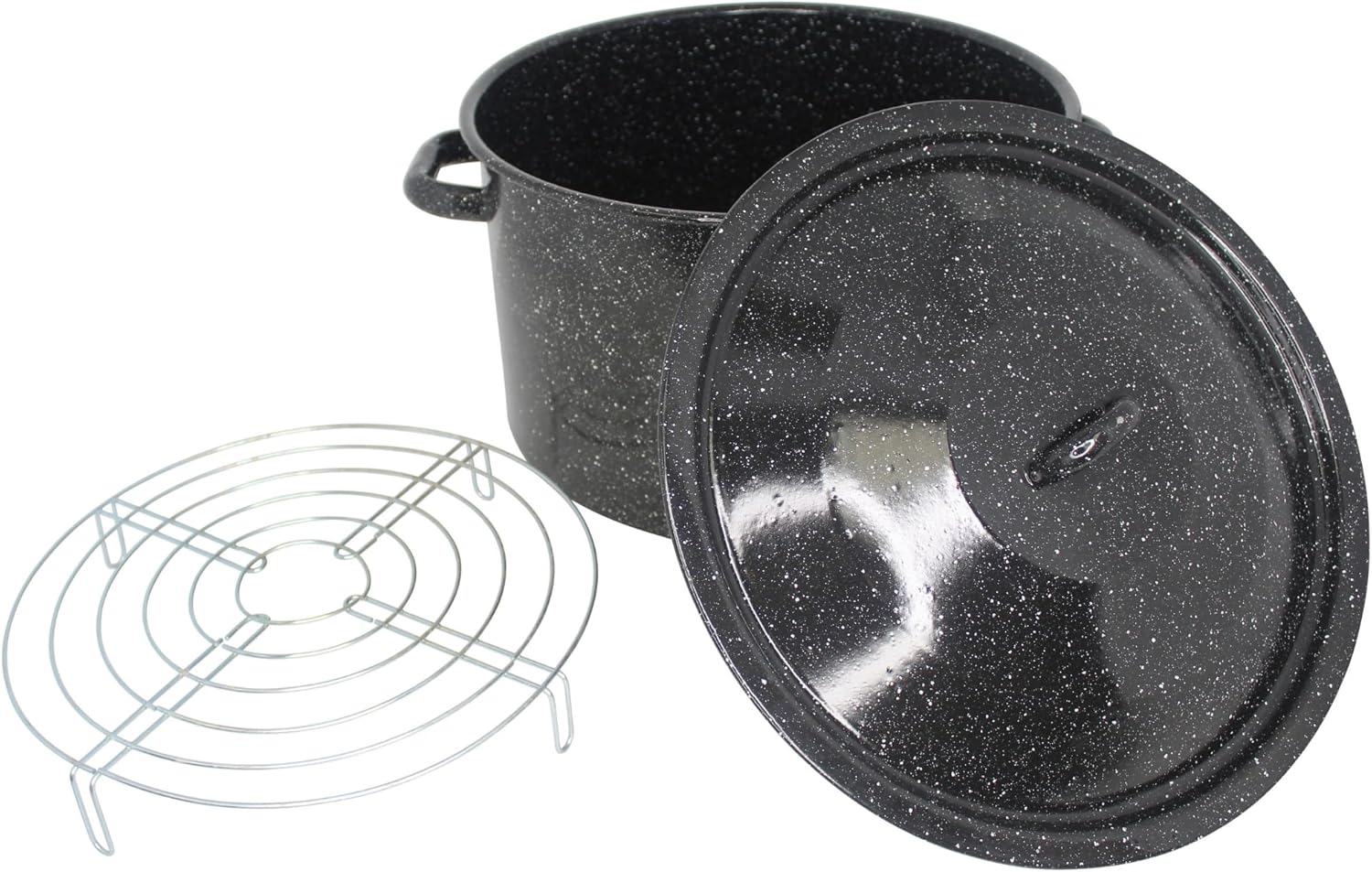 MIRRO 210 Qt Enamel Stock Pot with Rack
