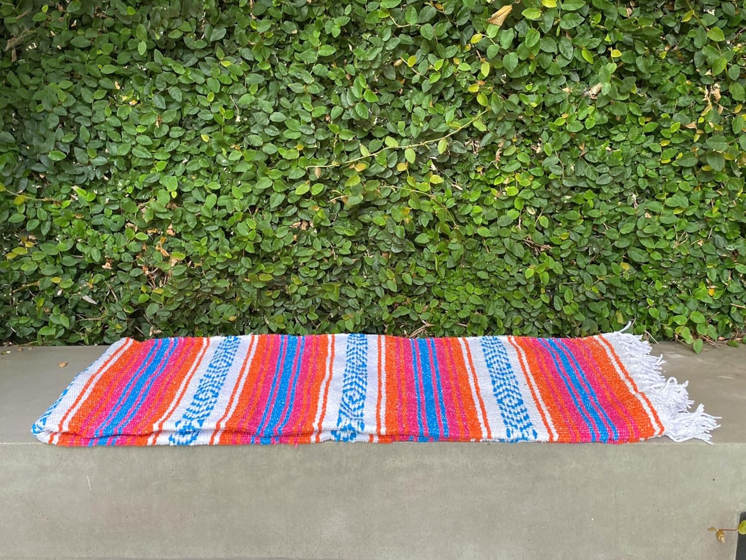Del Mex Classic Mexican Blanket 70x50 Orange Pink Blue