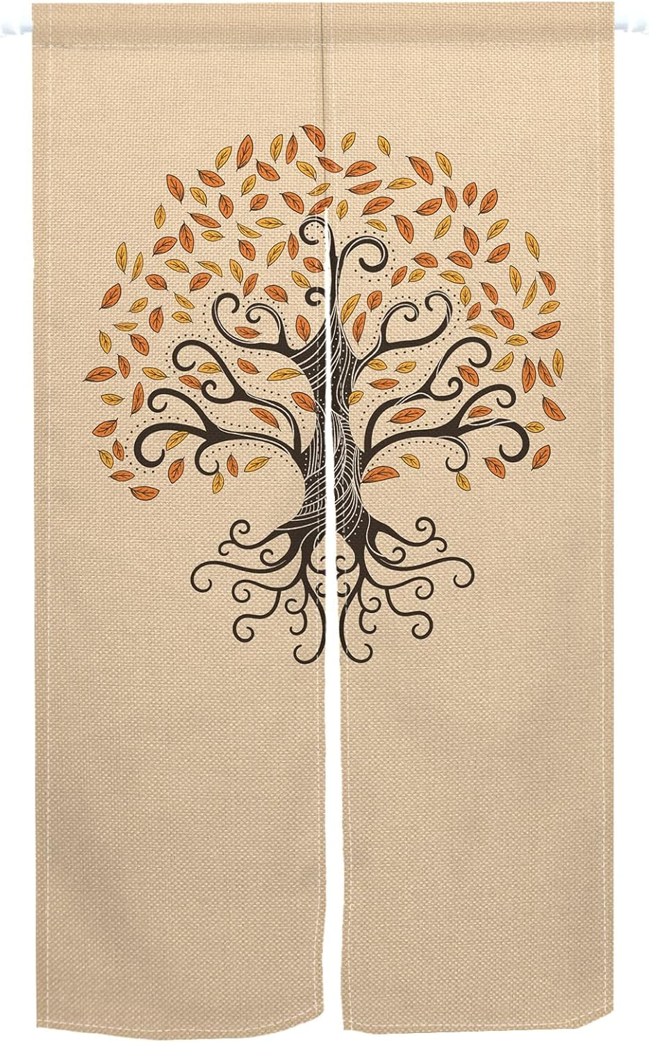 Leowefowa Japanese Noren Door Curtain with Tree Print