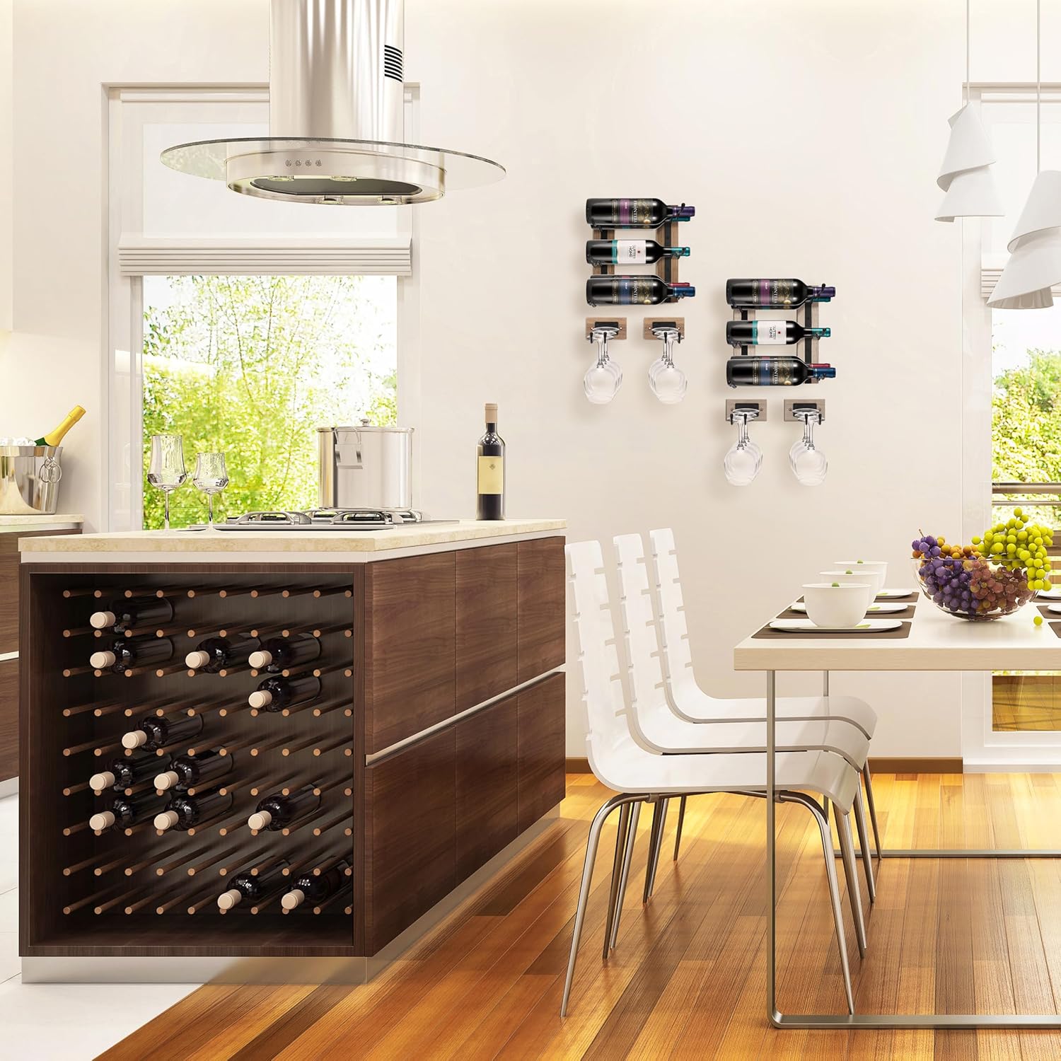 Sorbus Wall Mounted Wine Rack Stemware Set