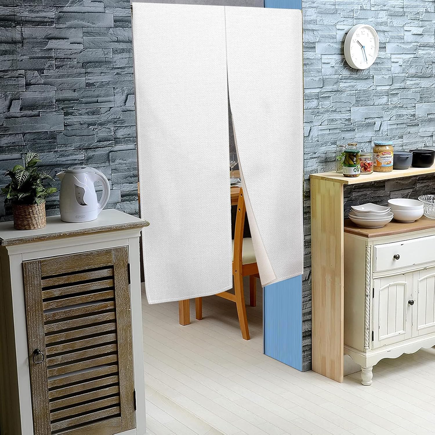 Leowefowa Pure White Noren Curtain Privacy Divider Panel 283 x 472