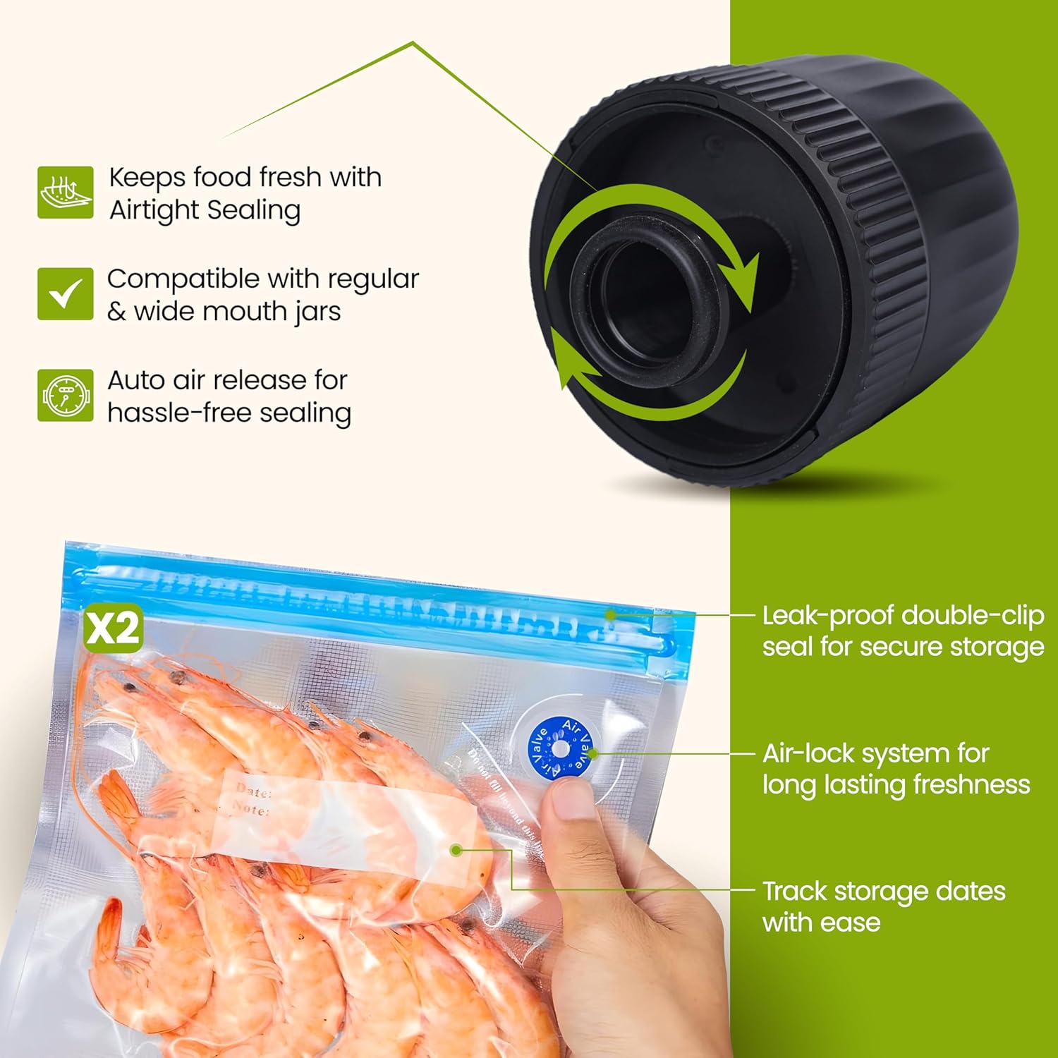 Lumo 3-in-1 Mason Jar Vacuum Sealer with Rechargeable Battery
