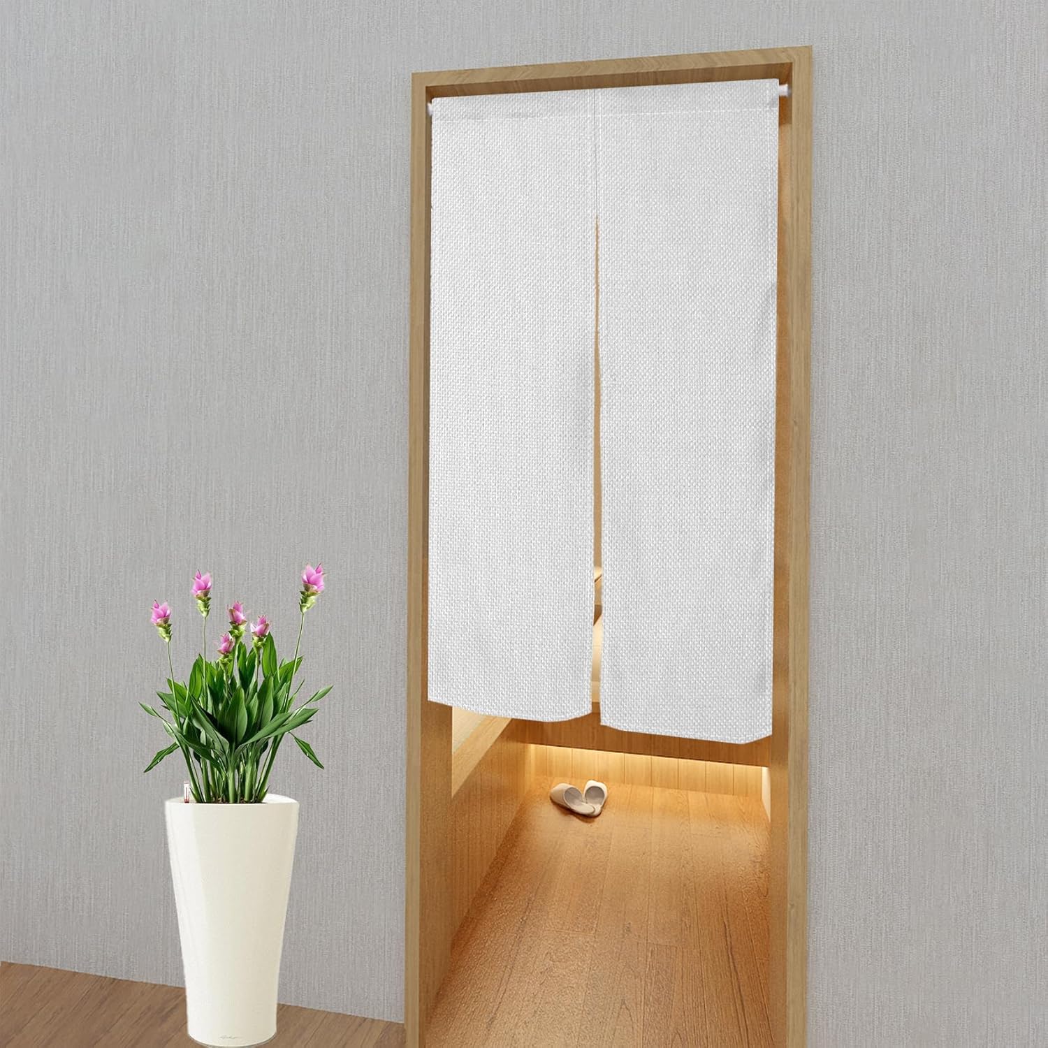 Leowefowa Pure White Noren Curtain Privacy Divider Panel 283 x 472