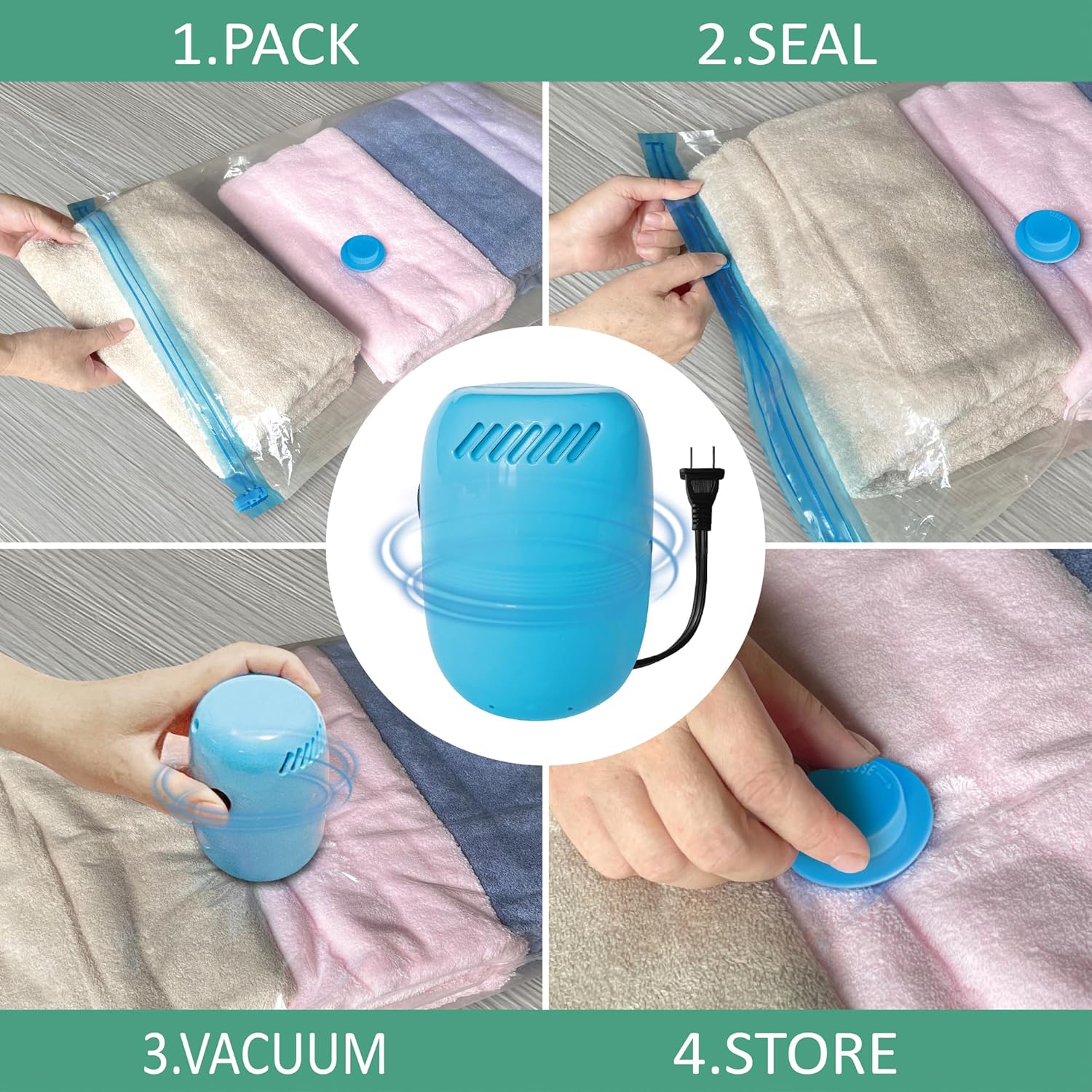 Space Saver Vacuum Storage Bags with Electric Pump - 10 Large Units