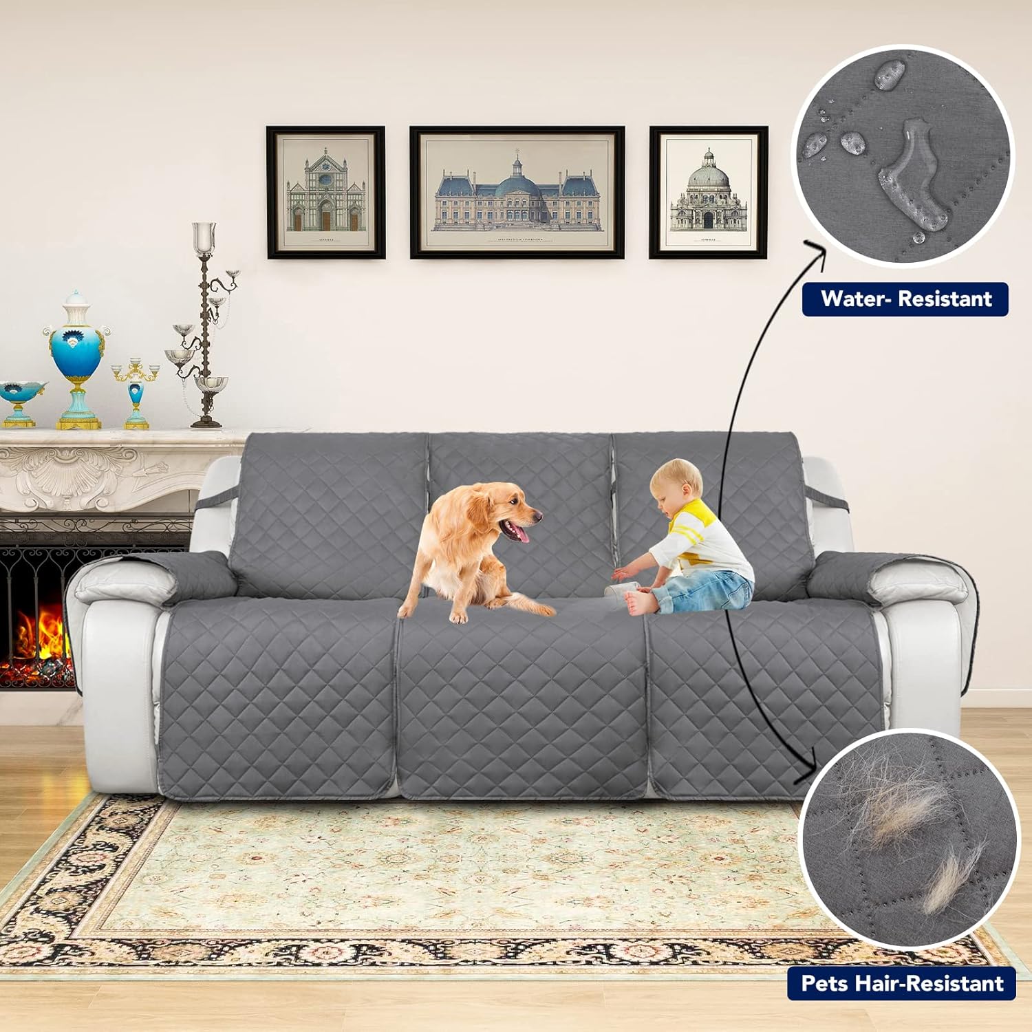 PureFit Water Resistant Reversible Sofa Cover for 3 Seat Recliner