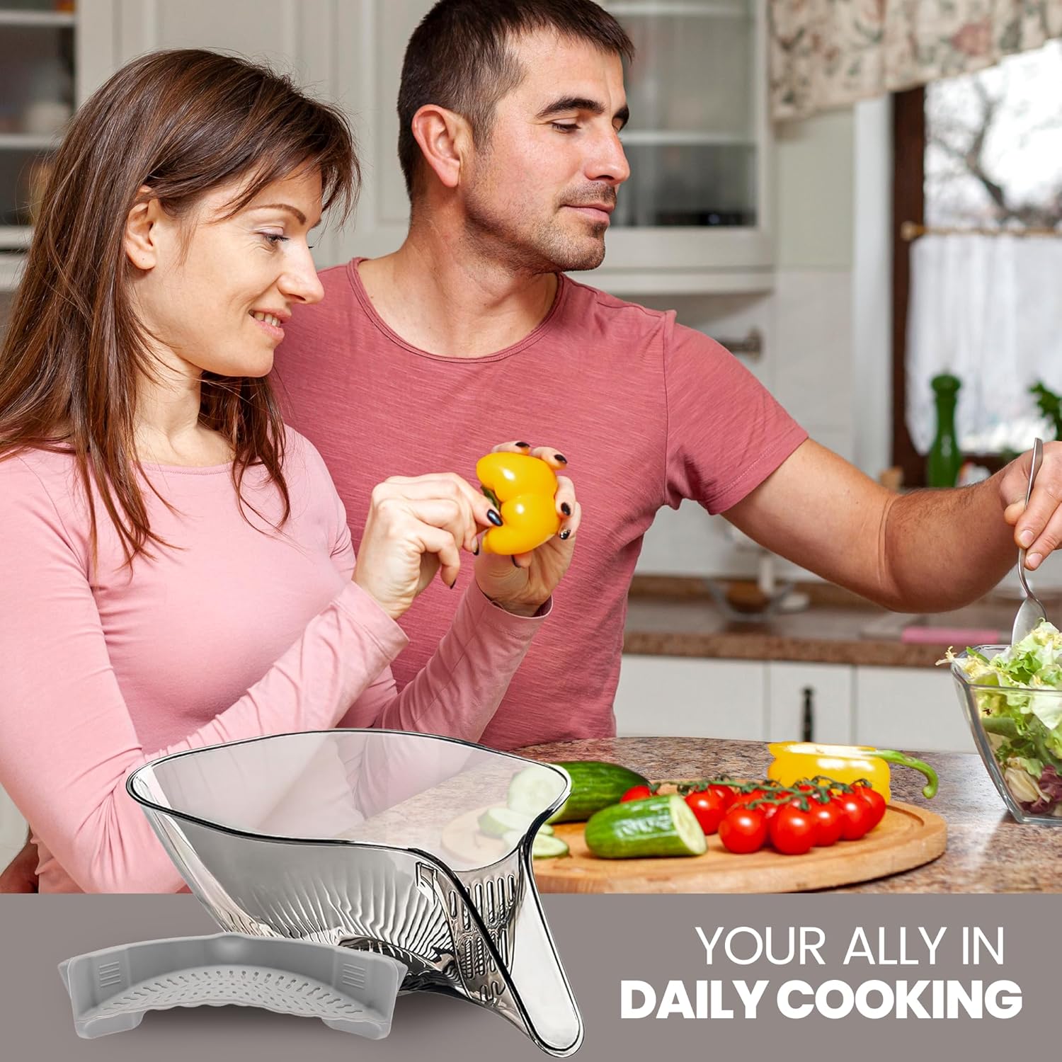 Silicone Strainer Set with Drain Basket and Vegetable Washer Black