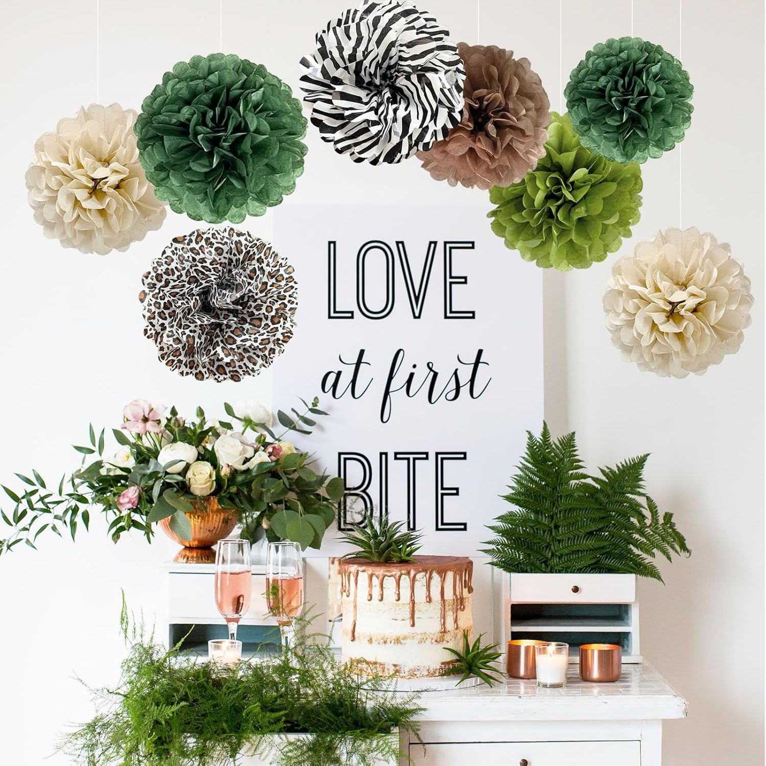 Jungle Safari Tissue Paper Pom Poms Decorations