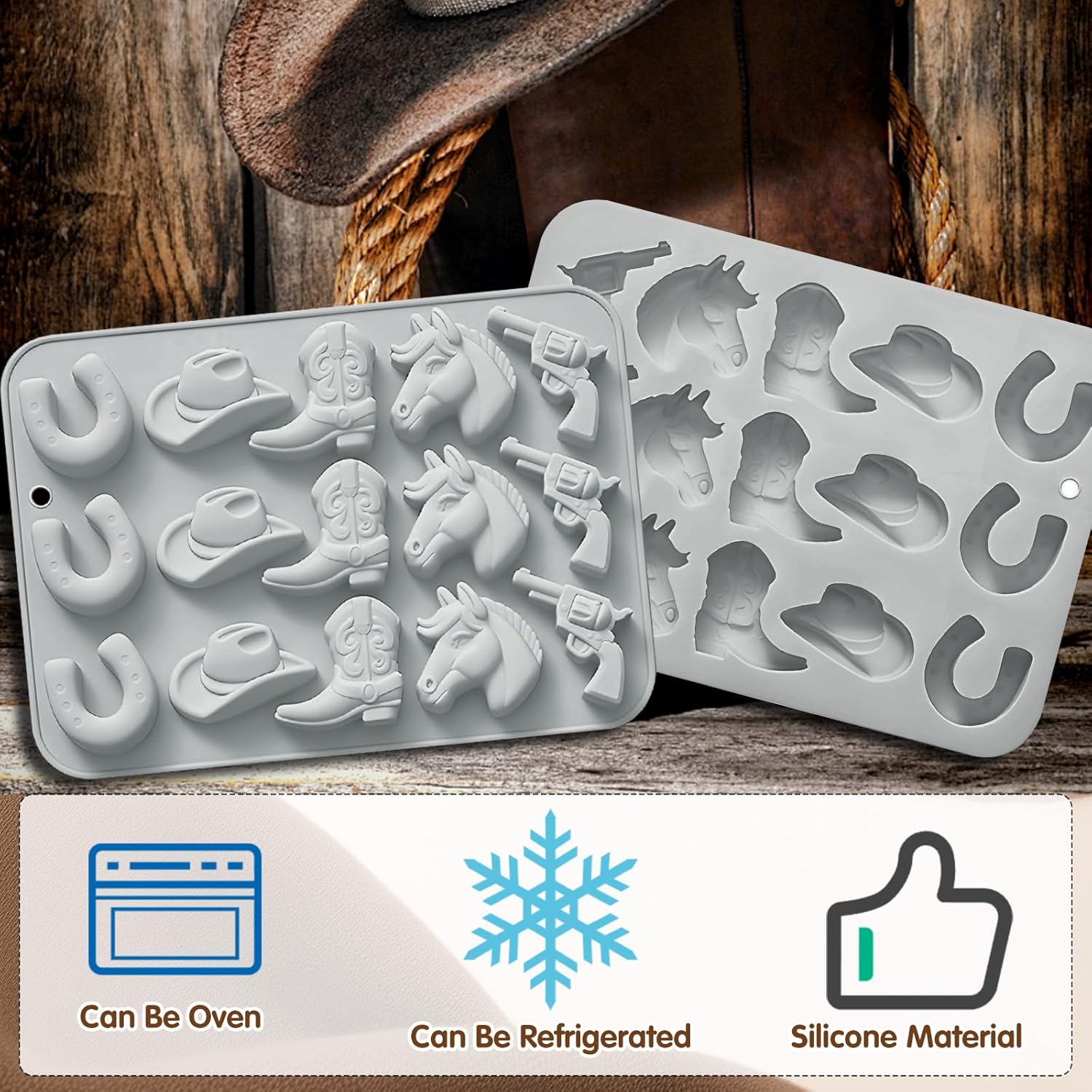 2Pcs Cowboy Chocolate Mold Double Blue