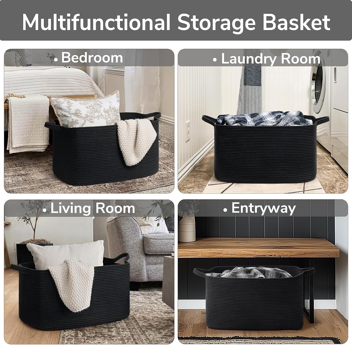 Goodpick Large Woven Storage Basket for Blankets and Toys