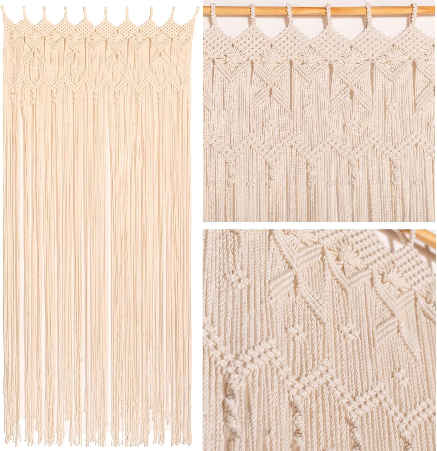 Boho Macrame Curtain Panel 37 W x 77 L