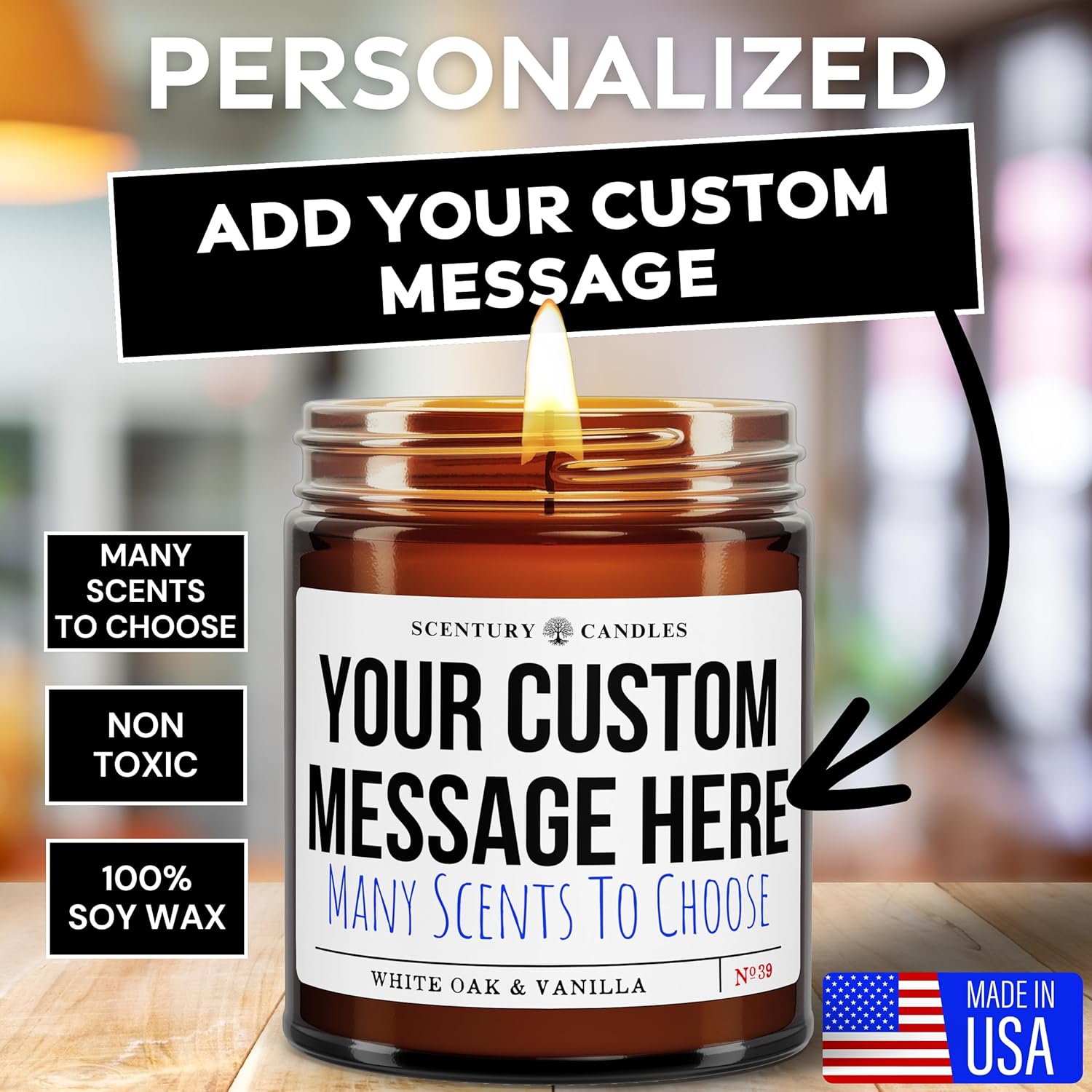 Custom Candle with Personalized Message Funny Unique Gifts for Women Men