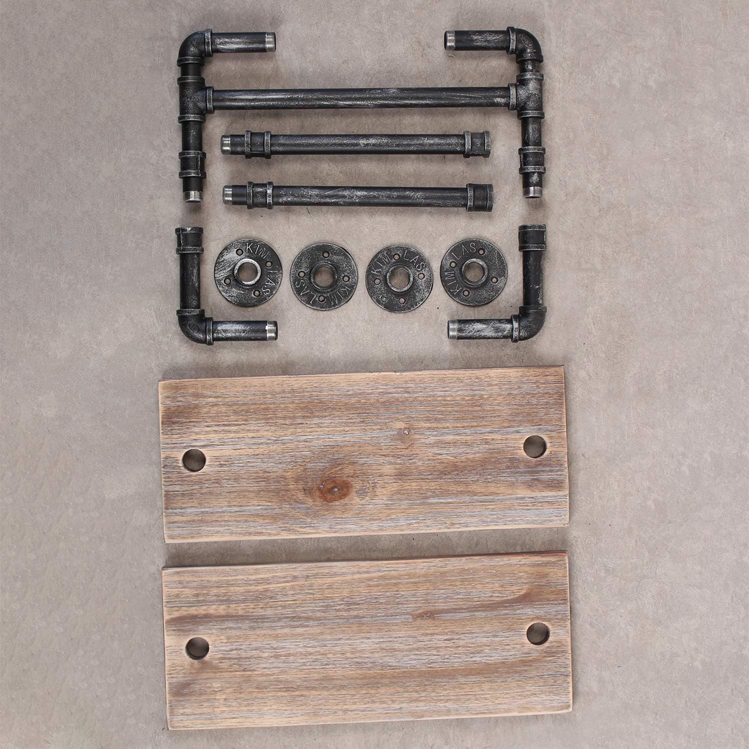 Retro Grey Industrial Pipe Bathroom Shelf Towel Rack 2 Tier
