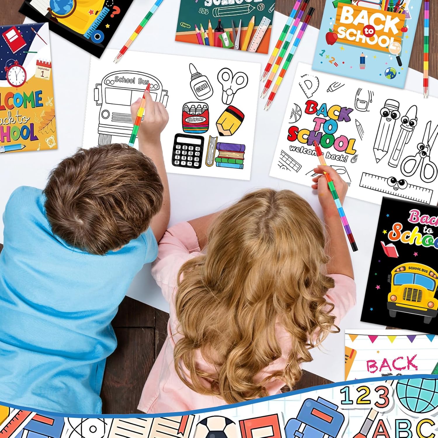 24Pcs Back to School Coloring Books with Pens