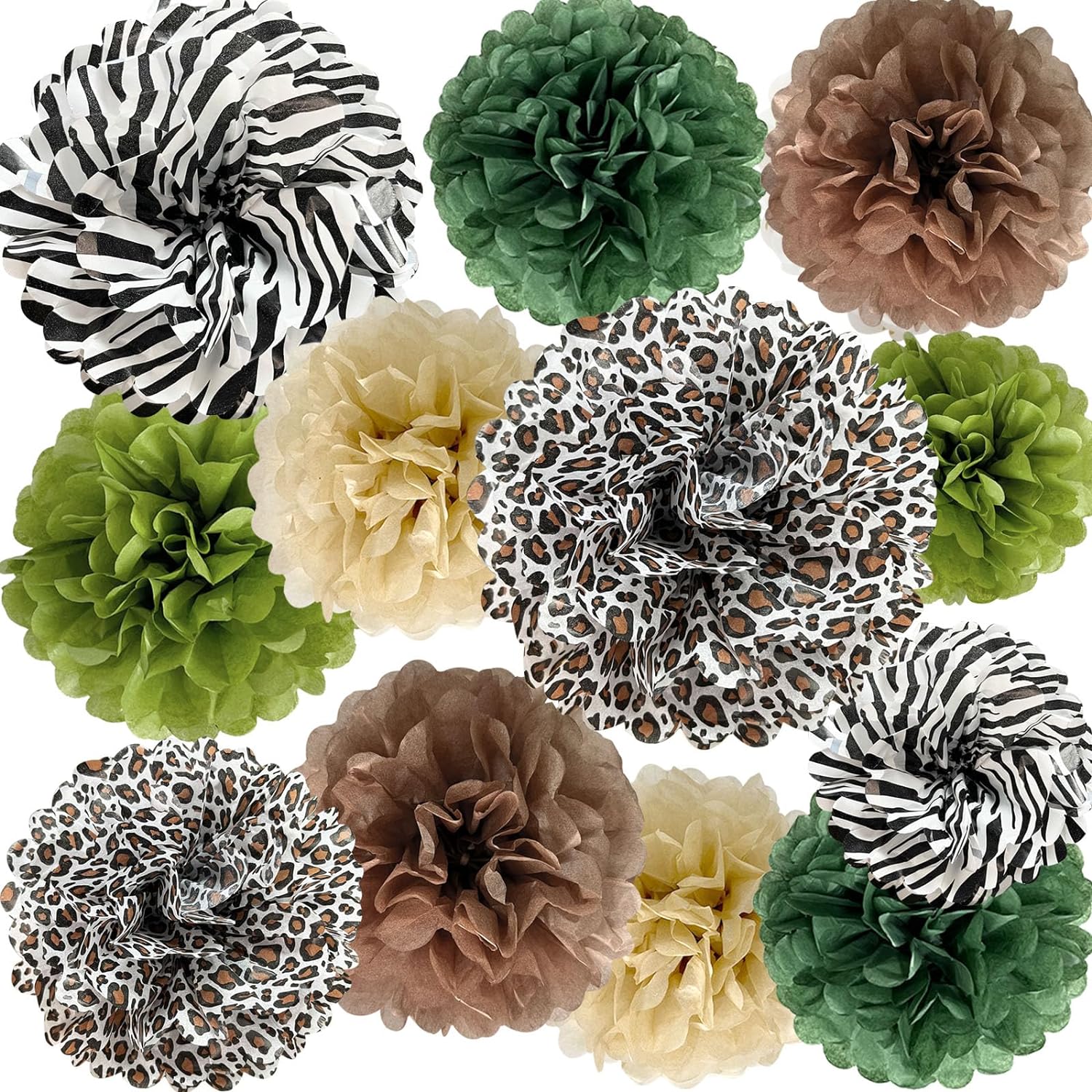 Jungle Safari Tissue Paper Pom Poms Decorations