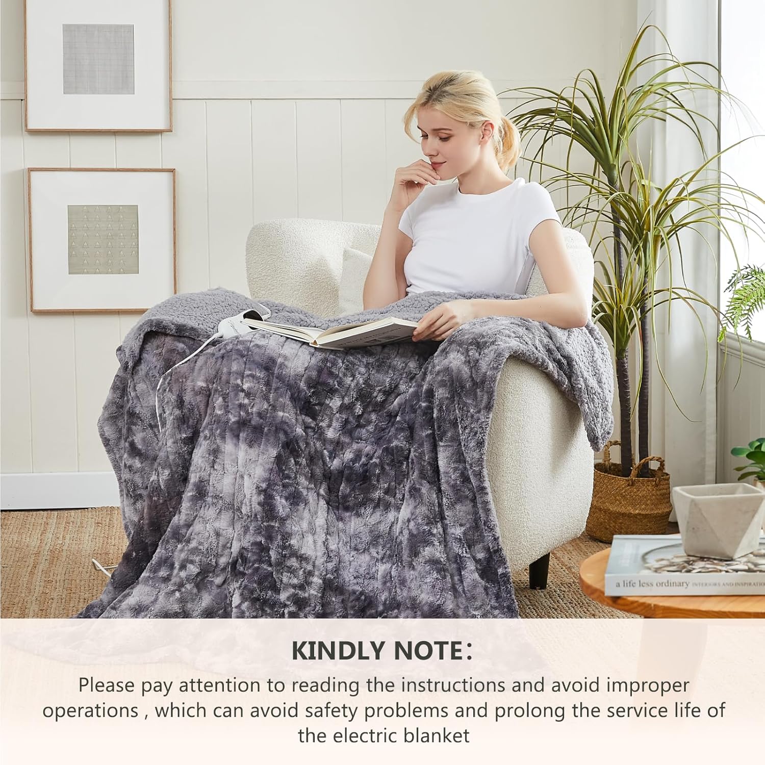 Homemate Heated Blanket Electric Throw 50x60 10 Heat Levels Auto-Off ETL Certified