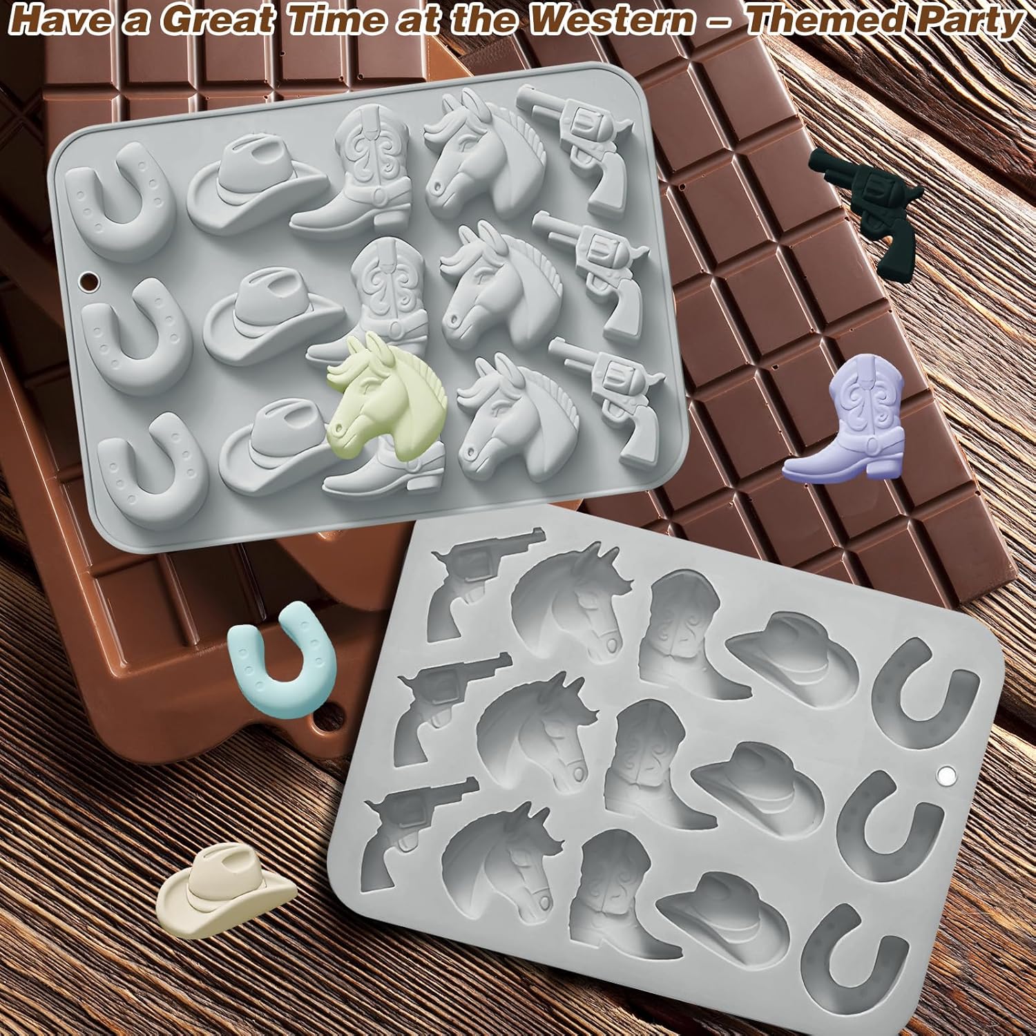 2Pcs Cowboy Chocolate Mold Double Blue