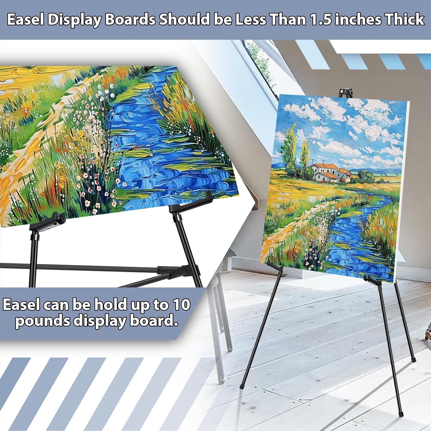 Black Easel Stand with Support Rods for Display