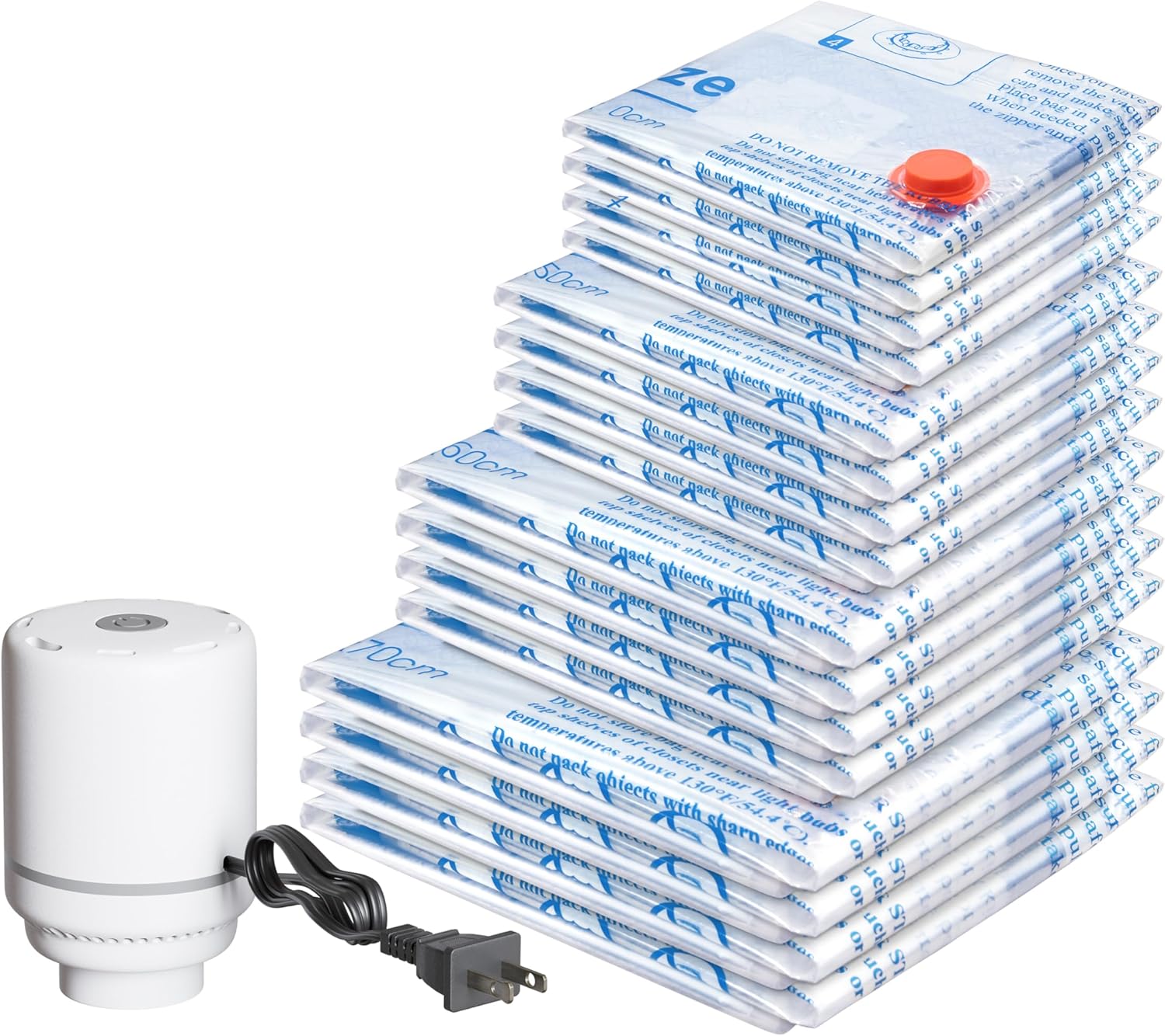 MEIQIHOME 16-Piece Vacuum Storage Bags with Electric Air Pump