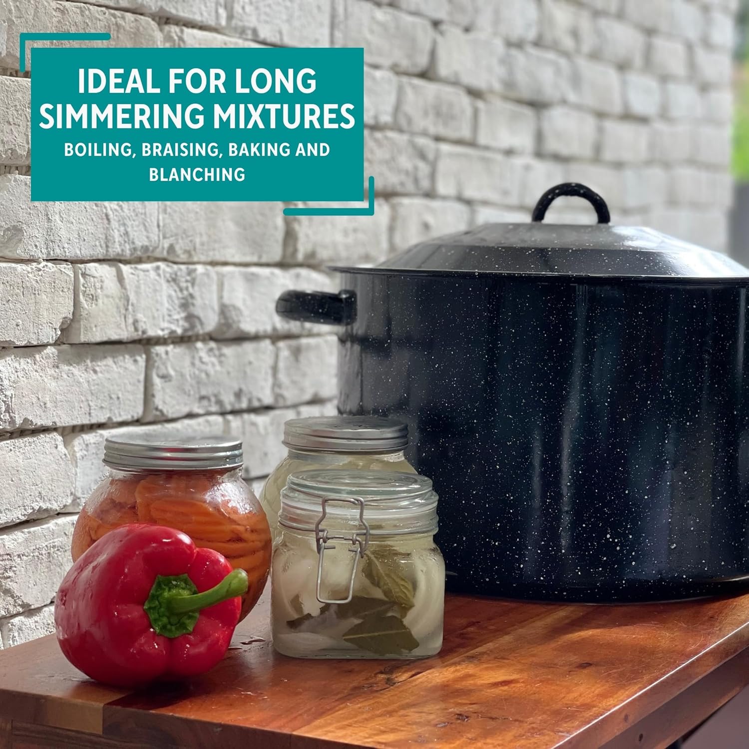 MIRRO 210 Qt Enamel Stock Pot with Rack