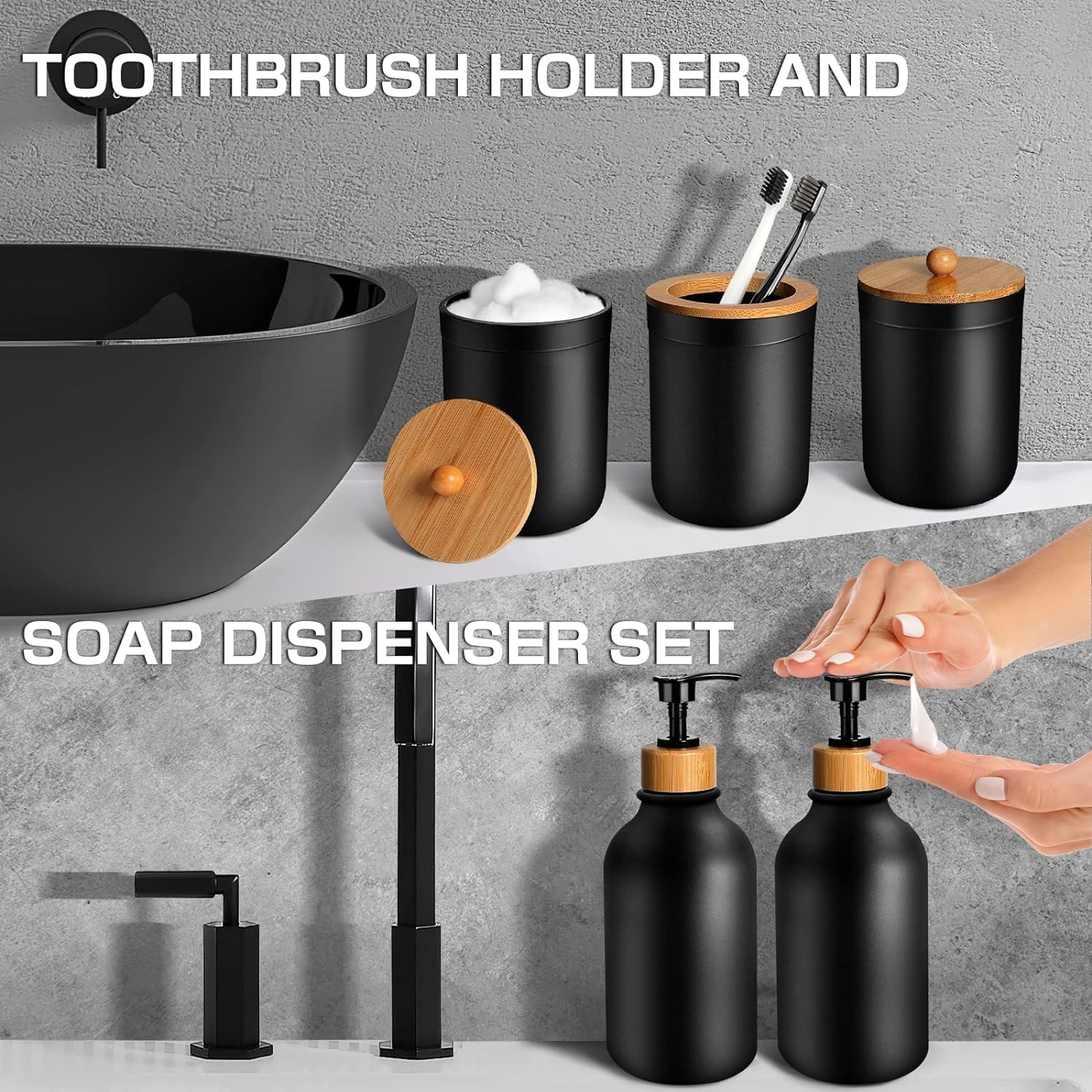 Black Matte Bathroom Accessories Set 5 Pcs