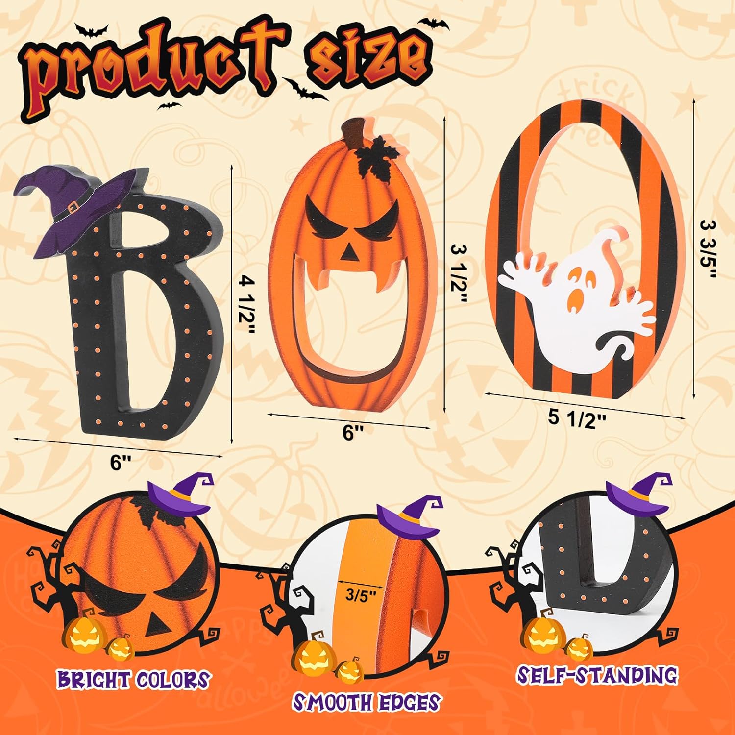 COCHIE BOO Halloween Signs Set of 3 Retro Decor