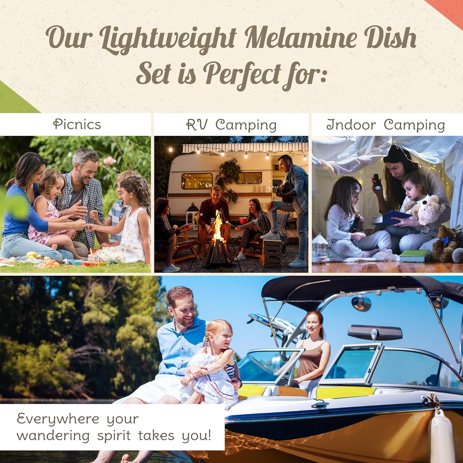 Camp Casual Melamine Dinnerware Set 6-Piece