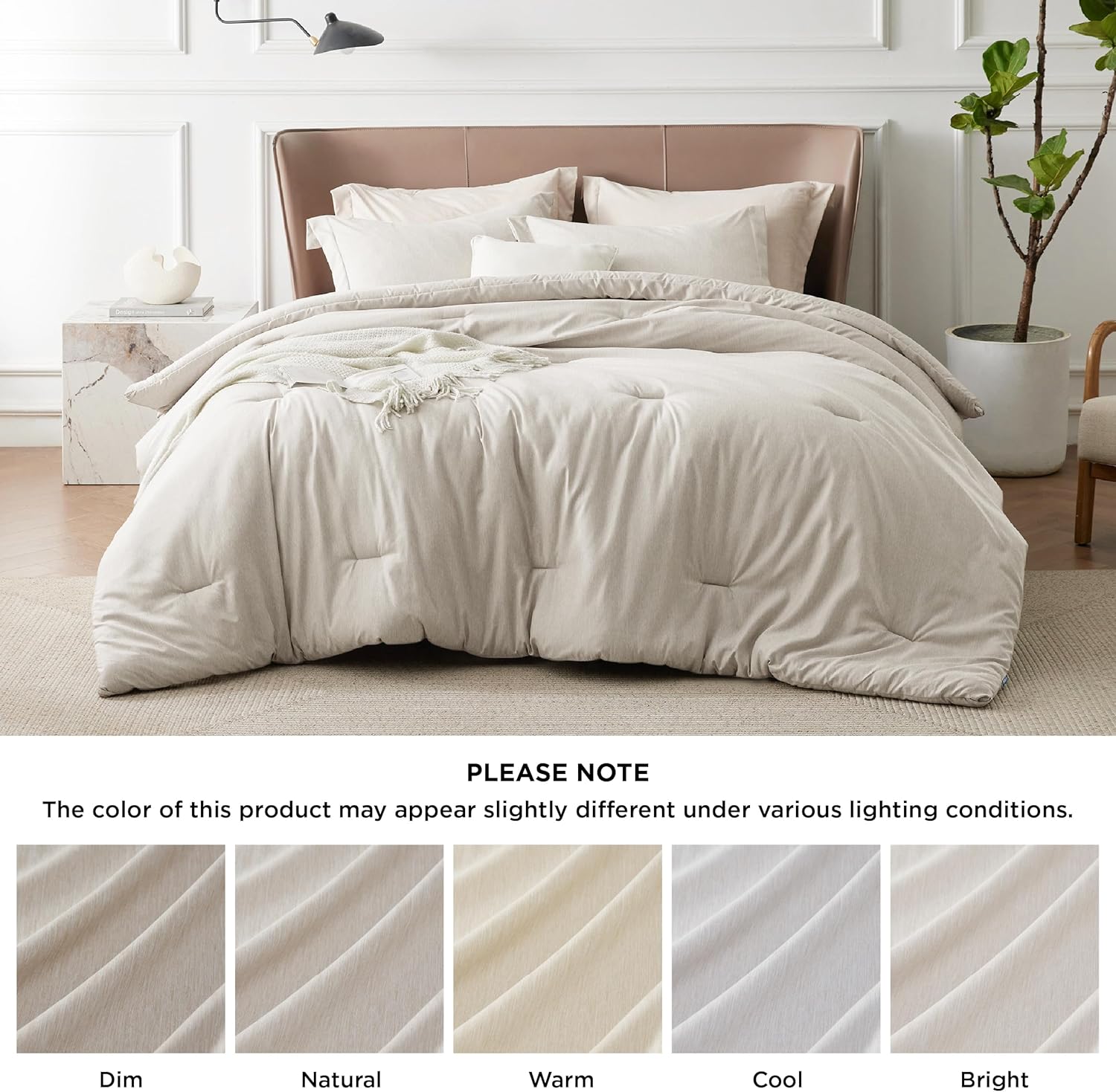 Bedsure King Size Comforter Set - Beige Soft 3 Pieces