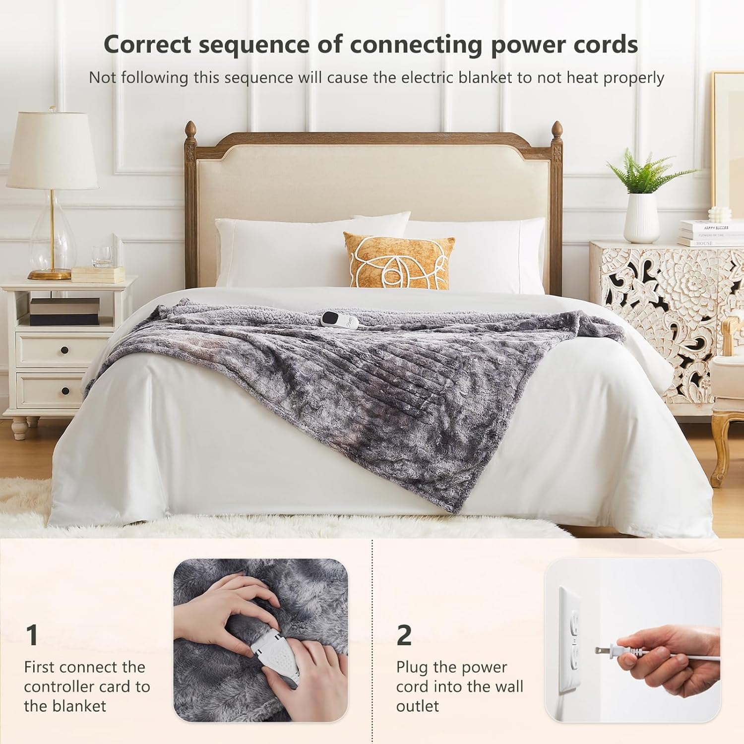 Homemate Heated Blanket Electric Throw 50x60 10 Heat Levels Auto-Off ETL Certified